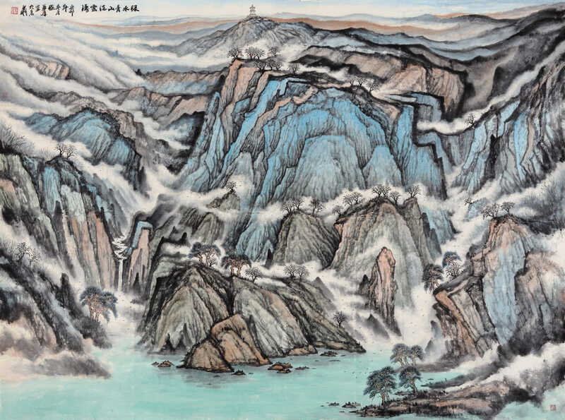 《绿水青山泛云涛》 纸本设色 260×193cm 2023年.jpg