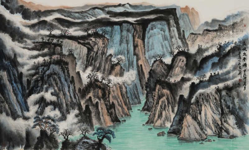 《高峡出平湖》 纸本设色 166×97cm 2024年.jpg